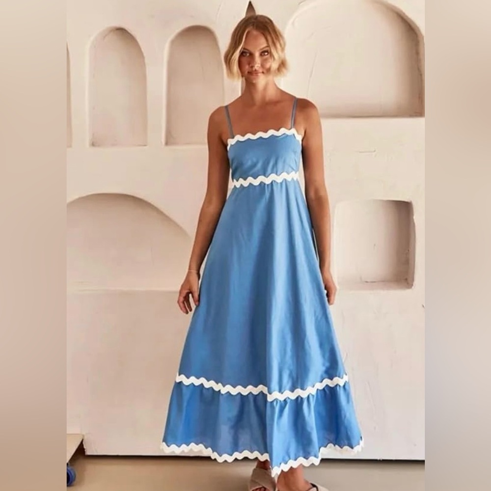 Blue and White Maxi Dress